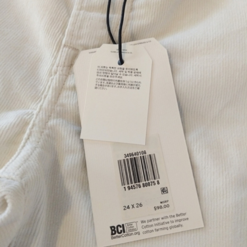 Levi's Wedgie Fit Straight Leg Corduroy Cord High Rise Waisted Jean Pants Tofu - Picture 5 of 11